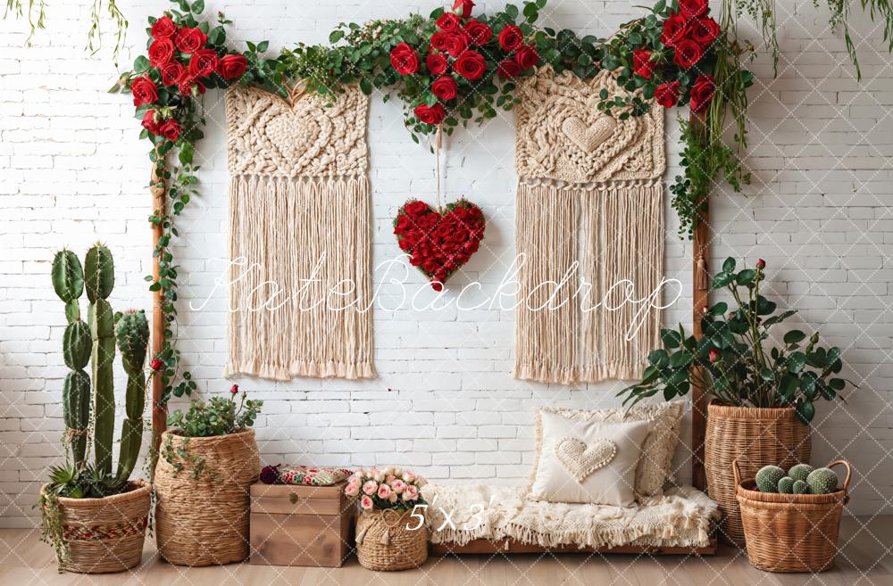 Kate Bohème Roses Macramé Cactus Toile de fond conçue par Emetselch - Kate Backdrop FR