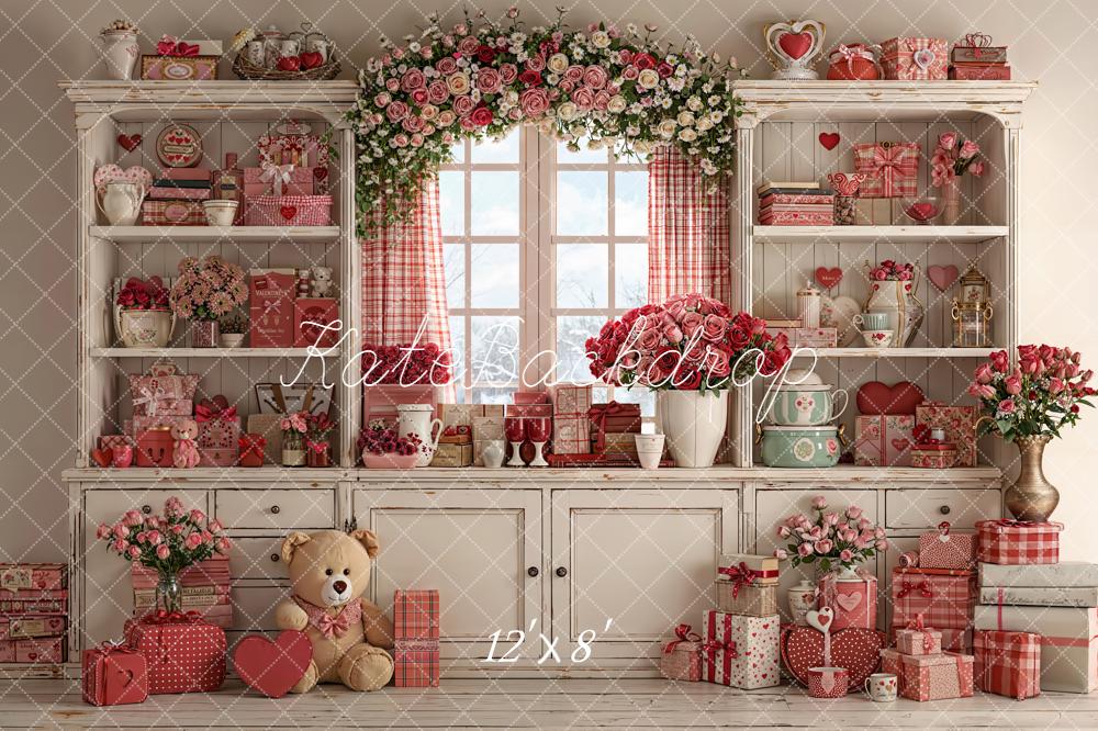 Kate Saint Valentin Fleurs Cadeaux Ours Toile de fond conçue par Emetselch - Kate Backdrop FR