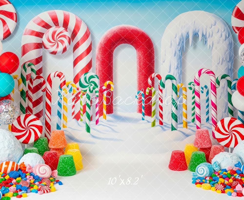 Kate Bonbon Canne Sucre Neige Coloré Toile de fond conçue par Patty Roberts