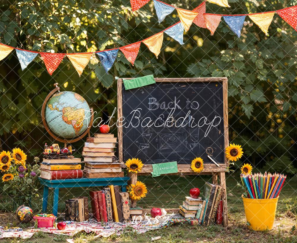 Kate Scolaire Tableau Noir Livres Globe Toile de fond conçue par Emetselch - Kate Backdrop FR