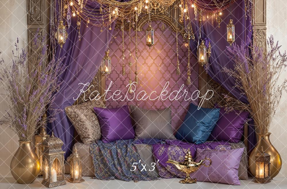 Kate Oriental Salon Lanternes Violet Toile de fond conçue par Emetselch - Kate Backdrop FR