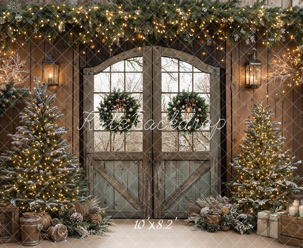 Kate Noël Porte Sapins Décorations Bois Toile de fond conçue par Emetselch - Kate Backdrop FR