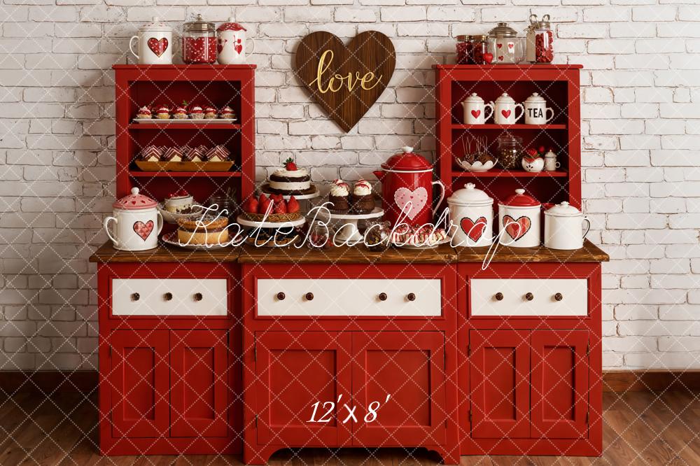 Kate Saint Valentin Cuisine Rouge Desserts Toile de fond en Laine conçue par Emetselch