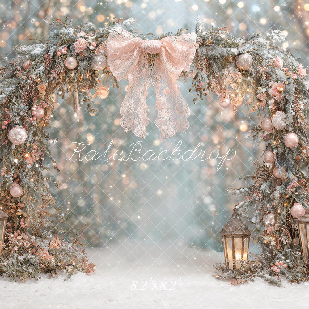 Kate Hiver Arche Fleurs Neige Toile de fond conçue par Ashley Paul