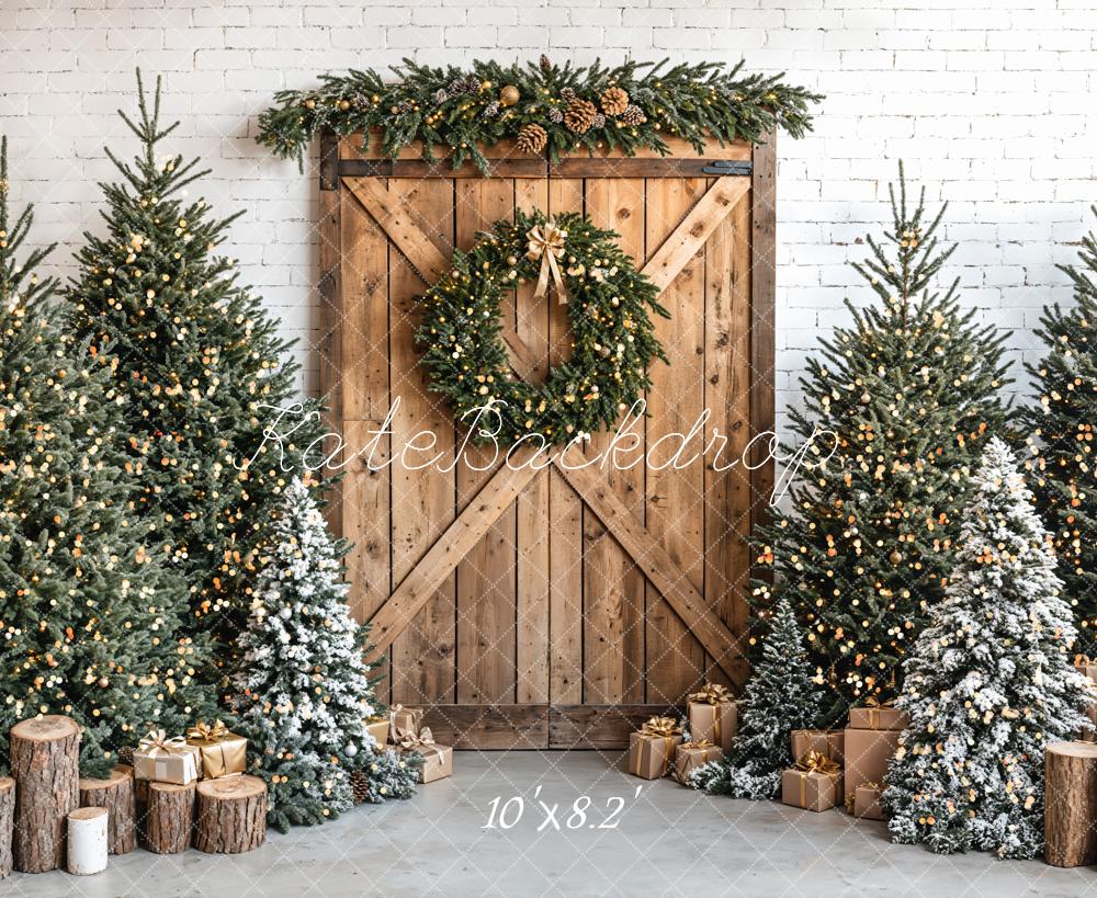 Kate Noël Sapins Cadeaux Porte Bois Toile de fond conçue par Emetselch