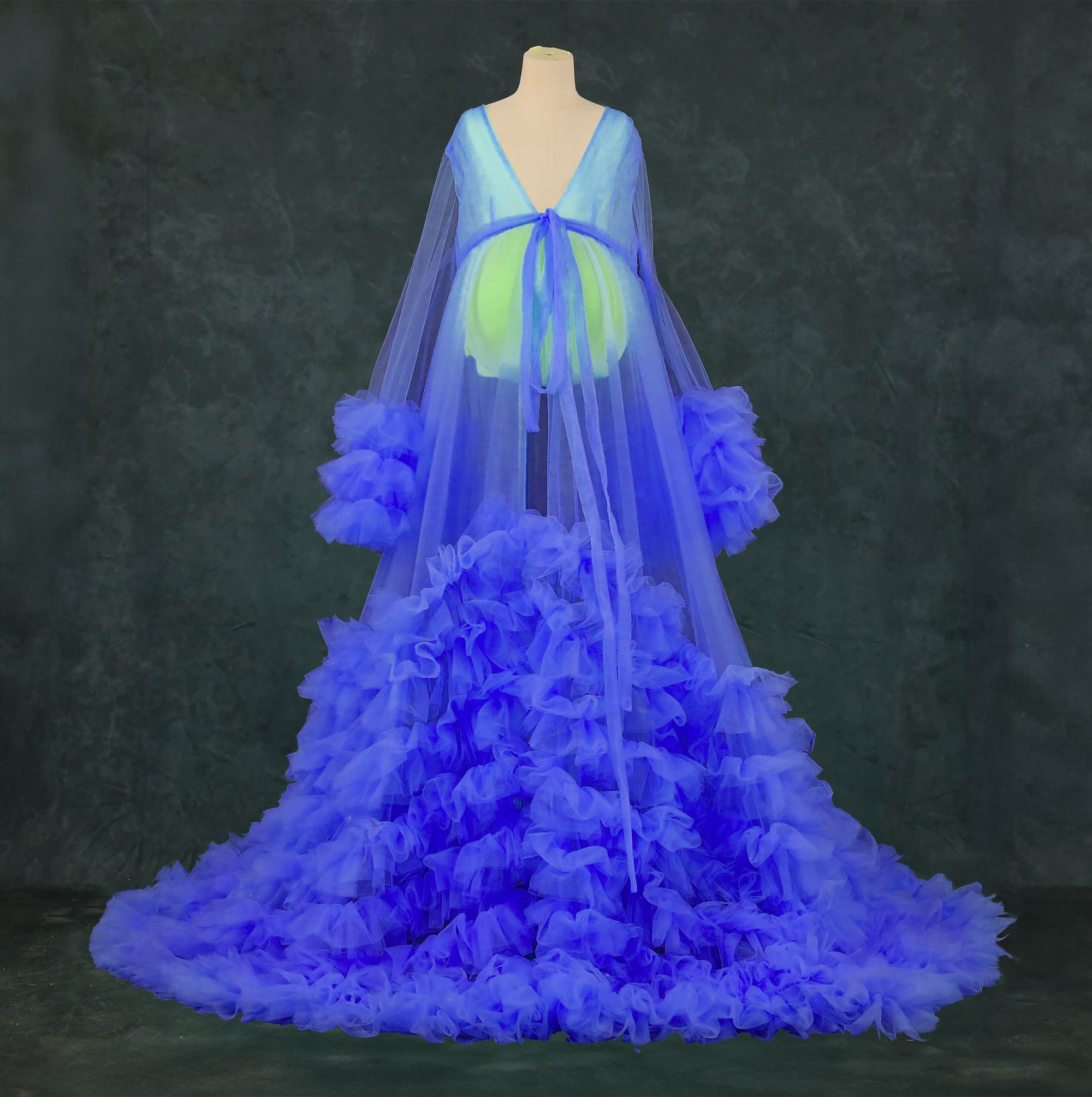 Kate Col en V Maille Manche mi-longue Longue Robe de Grossesse pour Séance Photo - Kate Backdrop FR