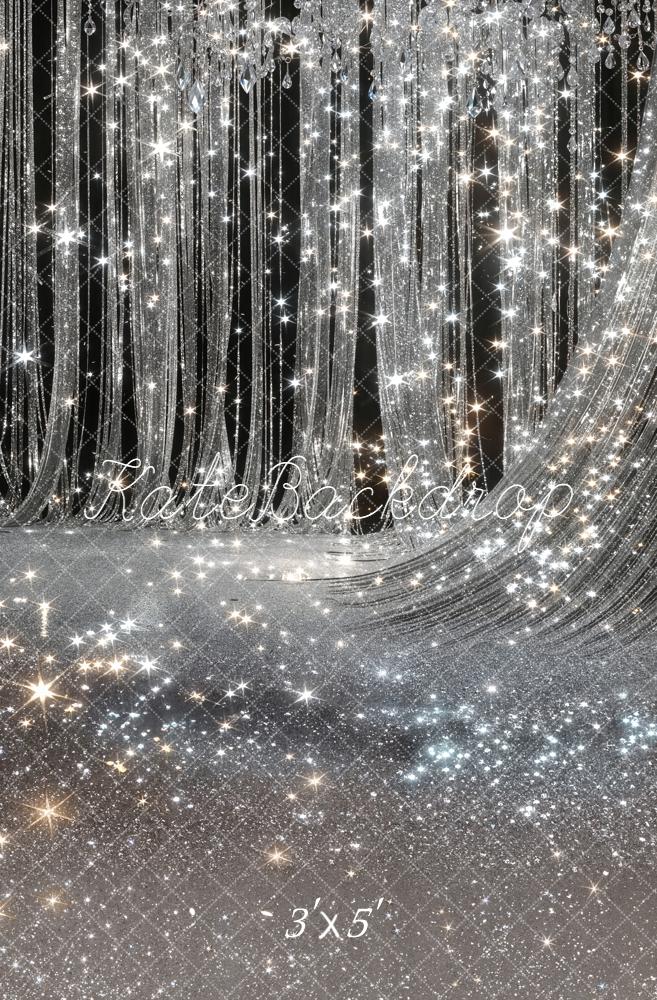 Kate Rideaux Cristal Paillettes Argent Mode Toile de fond conçue par Emetselch