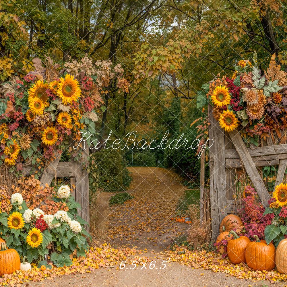Kate Automne Tournesols Citrouilles Forêt Toile de fond conçue par Emetselch - Kate Backdrop FR