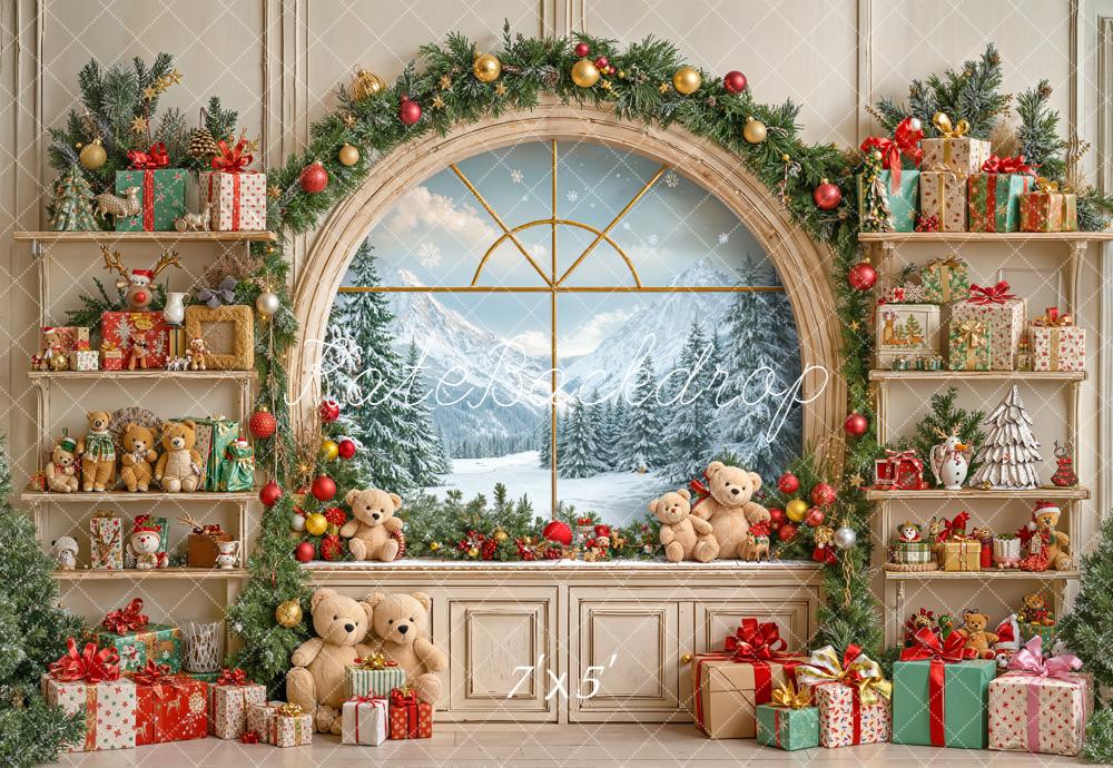 Kate Noël Fenêtre Cadeaux Ours en peluche Toile de fond conçue par Emetselch - Kate Backdrop FR