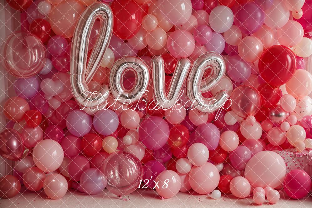 Kate Saint Valentin Ballons Love Rose Toile de fond en Laine conçue par Emetselch