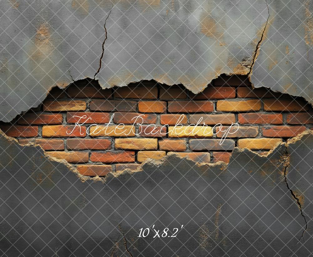Kate Mur de Briques Béton Fissuré Toile de fond conçue par Mini MakeBelieve - Kate Backdrop FR