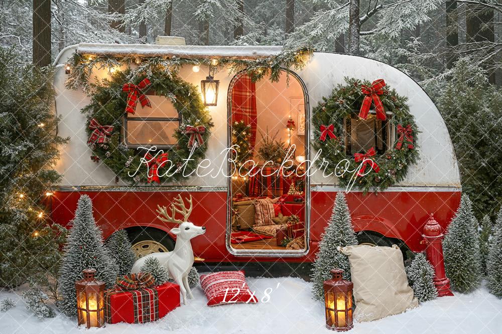 Kate Noël Camping-car Forêt Neige Toile de fond en Laine conçue par Emetselch