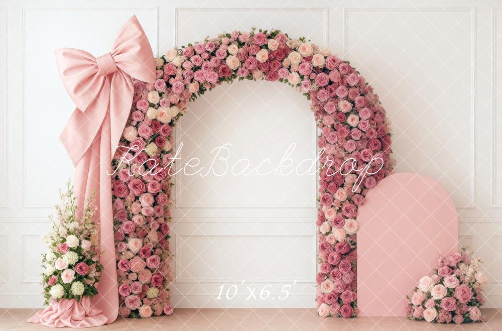 Kate Arc Fleurs Rose Mariage Toile de fond conçue par Mini MakeBelieve - Kate Backdrop FR