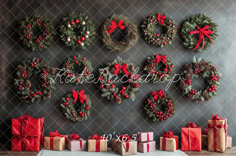 Kate Noël Couronnes Cadeaux Rouge Toile de fond conçue par Patty Roberts - Kate Backdrop FR