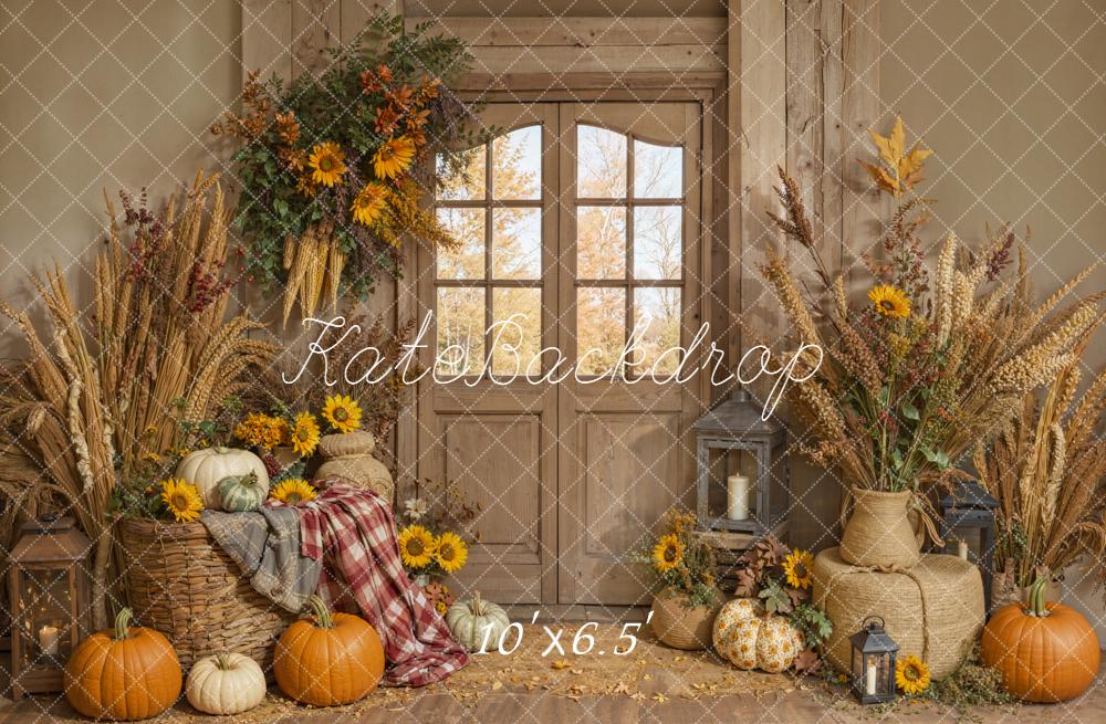 Kate Automne Citrouilles Tournesols Porte Toile de fond conçue par Emetselch - Kate Backdrop FR