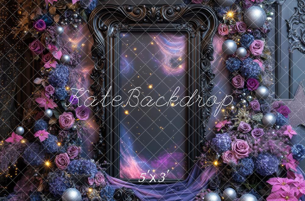 Kate Violet Fleurs Cadre Orné Toile de fond conçue par Mini MakeBelieve - Kate Backdrop FR