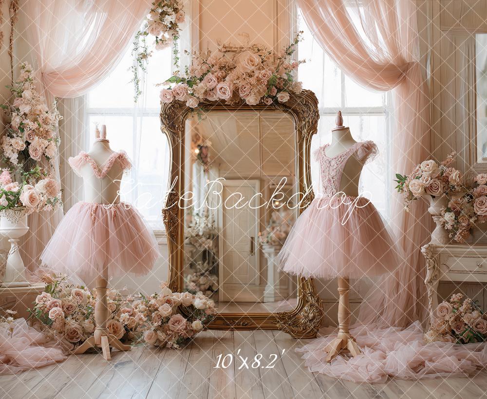 Kate Rose Robes Fleurs Miroir Toile de fond conçue par Ashley Paul - Kate Backdrop FR