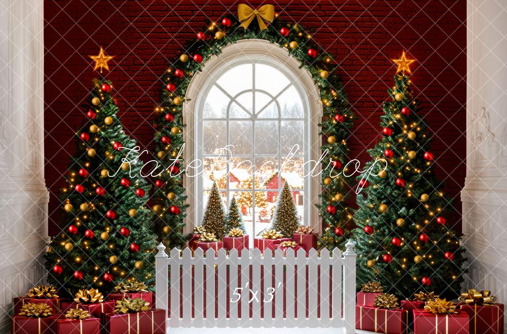 Kate Sapin de Noël Cadeaux Fenêtre Décors Toile de fond conçue par Mini MakeBelieve - Kate Backdrop FR