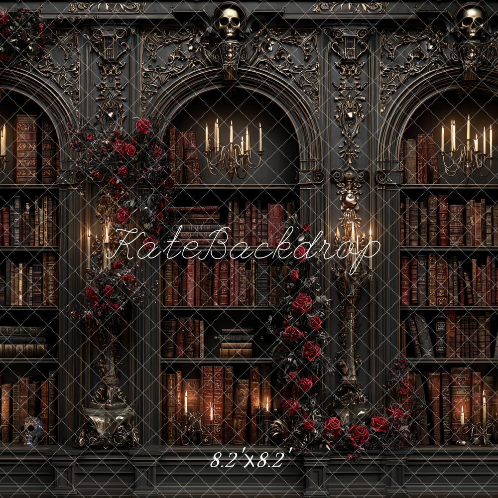 Kate Bibliothèque Gothique Roses Halloween Toile de fond conçue par Ashley Paul