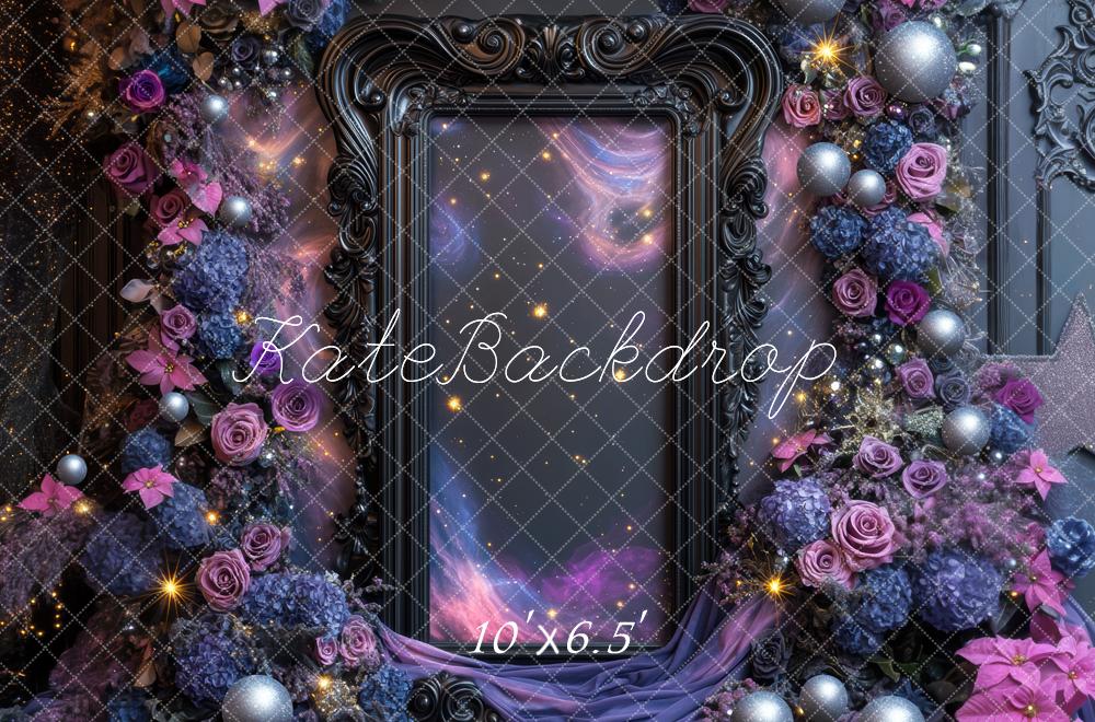 Kate Violet Fleurs Cadre Orné Toile de fond conçue par Mini MakeBelieve - Kate Backdrop FR