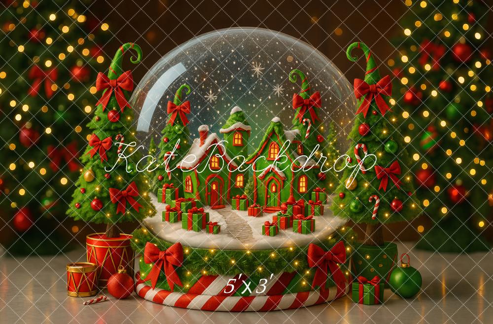 Kate Noël Boule Neige Maisons Sapins Toile de fond conçue par Ashley Paul