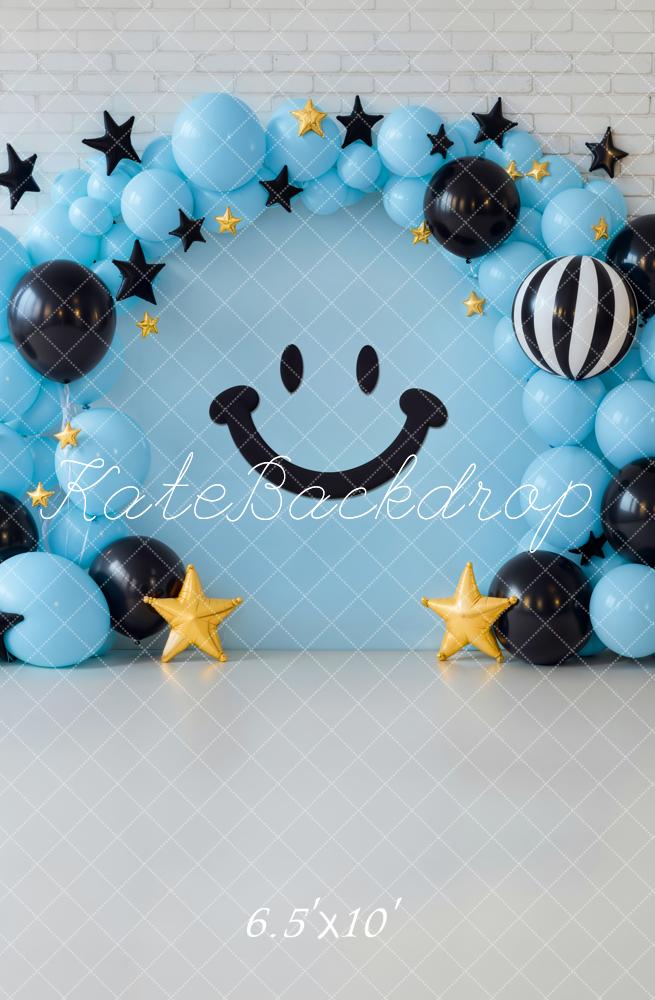 Kate Anniversaire Ballons Sourire Étoiles Toile de fond conçue par Emetselch - Kate Backdrop FR
