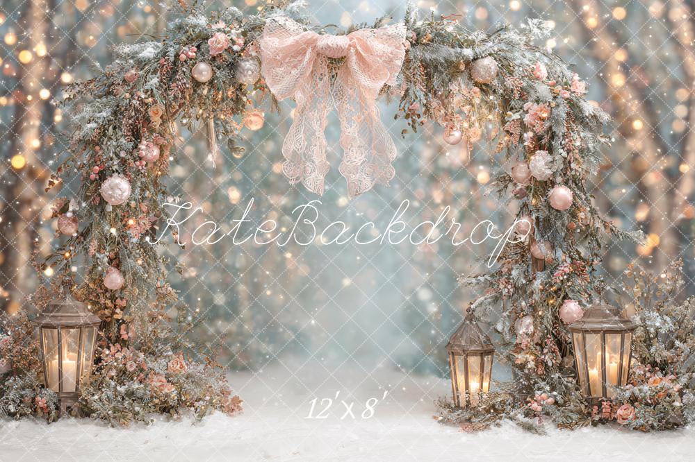 Kate Hiver Arche Fleurs Neige Toile de fond conçue par Ashley Paul