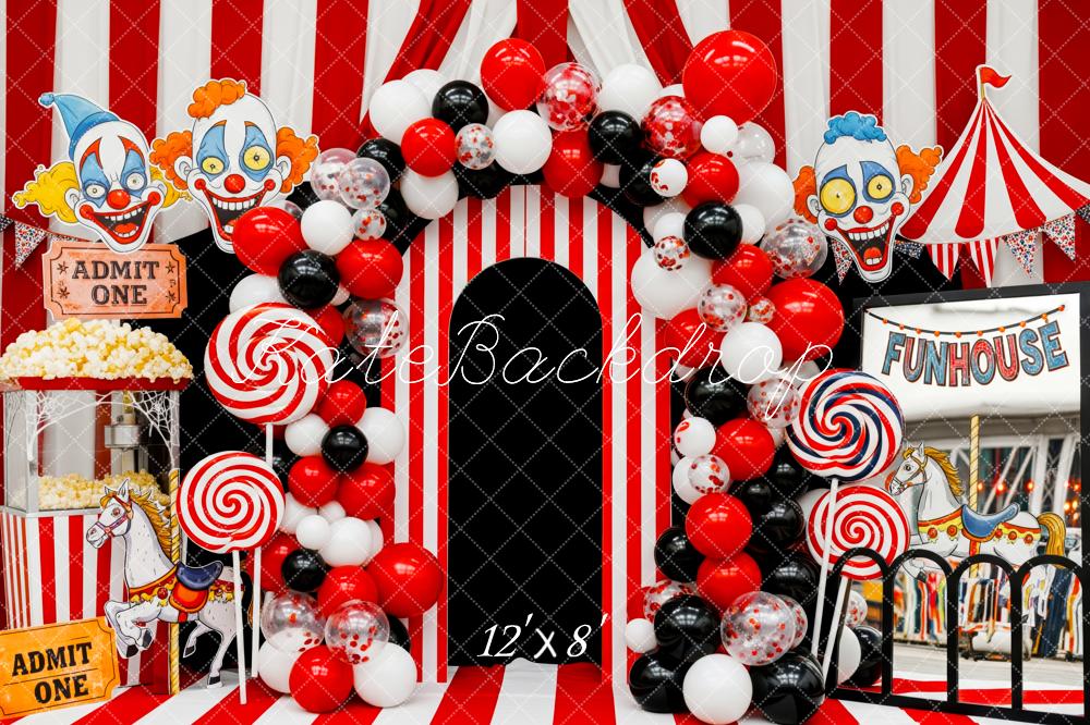 Kate Cirque Clowns Rayures Bonbons Toile de fond conçue par Patty Roberts