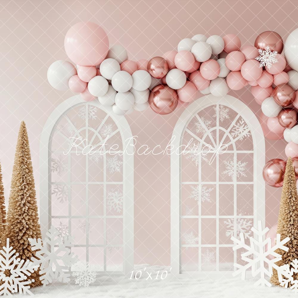 Kate Hiver Arches Ballons Neige Arbres Toile de fond conçue par Patty Roberts