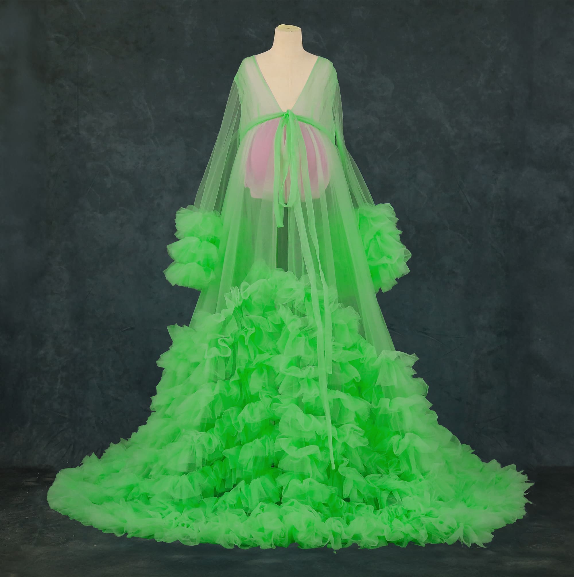 Kate Col en V Maille Manche mi-longue Longue Robe de Grossesse pour Séance Photo - Kate Backdrop FR