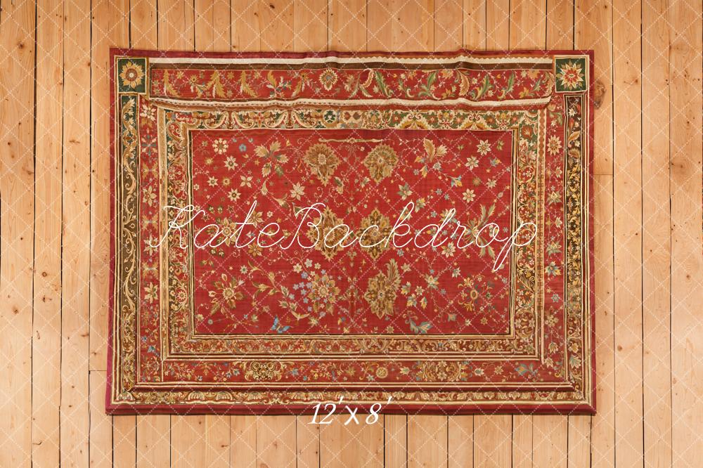 Kate Vintage Tapis Floral Bois Toile de fond en Laine conçue par Emetselch - Kate Backdrop FR