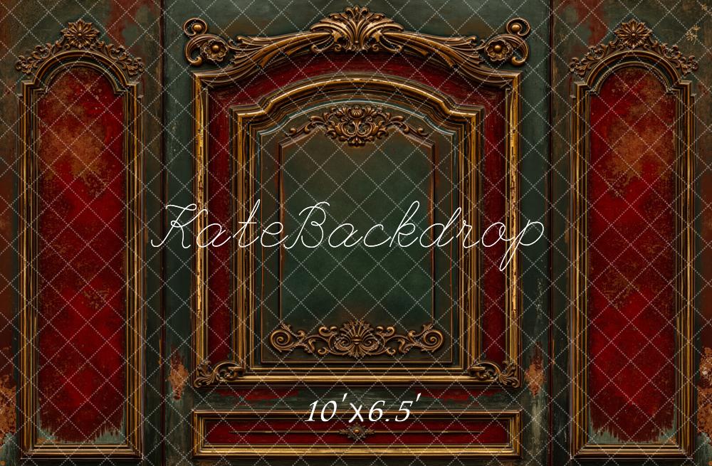 Kate Architecture Cadre Ornemental Rouge Toile de fond en Laine conçue par Emetselch - Kate Backdrop FR