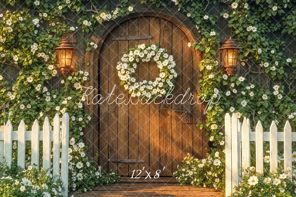 Kate Jardin Porte Clôture Fleurs Toile de fond en Laine conçue par Emetselch