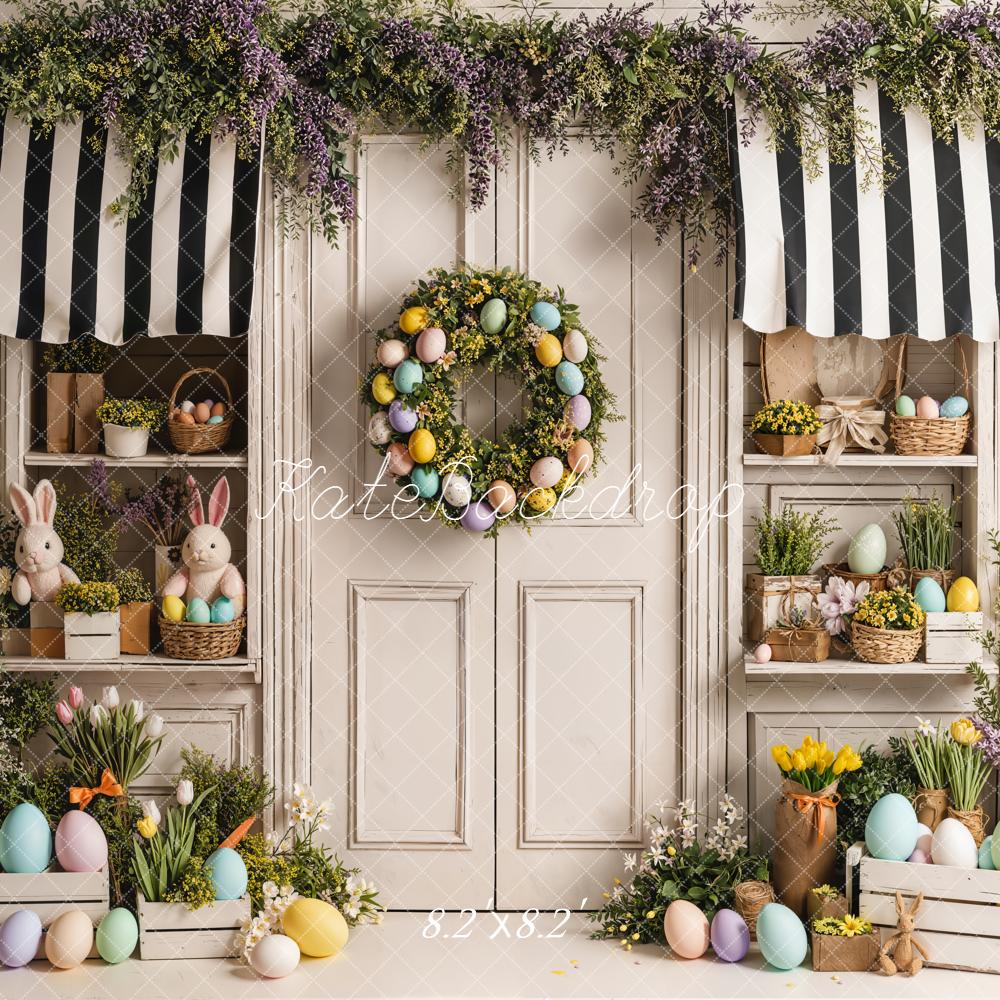 Kate Pâques Lapin Œufs Fleurs Porte Toile de fond conçue par Emetselch