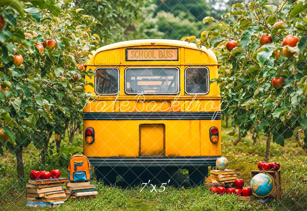 Kate Scolaire Bus Pommiers Livres Toile de fond conçue par Emetselch - Kate Backdrop FR
