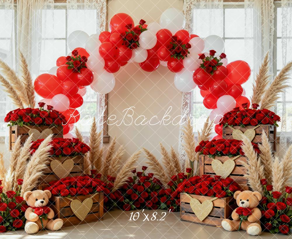 Kate Saint Valentin Bohème Ballons Roses Toile de fond conçue par Mini MakeBelieve