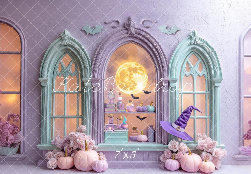 Kate Halloween Lune Citrouilles Potions Toile de fond conçue par Mini MakeBelieve - Kate Backdrop FR