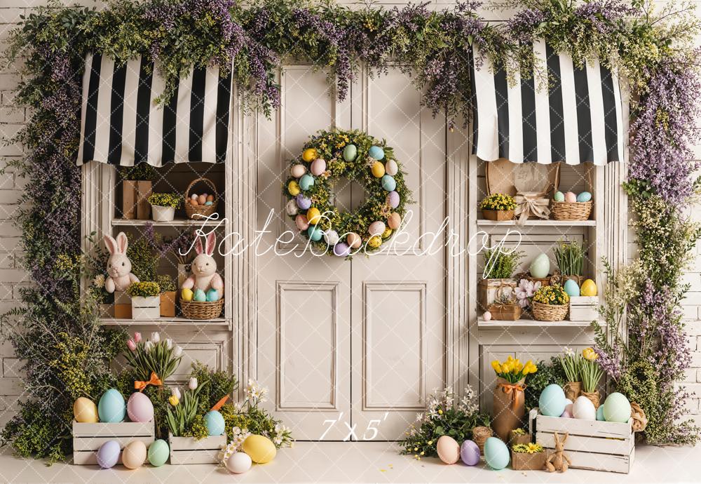 Kate Pâques Lapin Œufs Fleurs Porte Toile de fond conçue par Emetselch