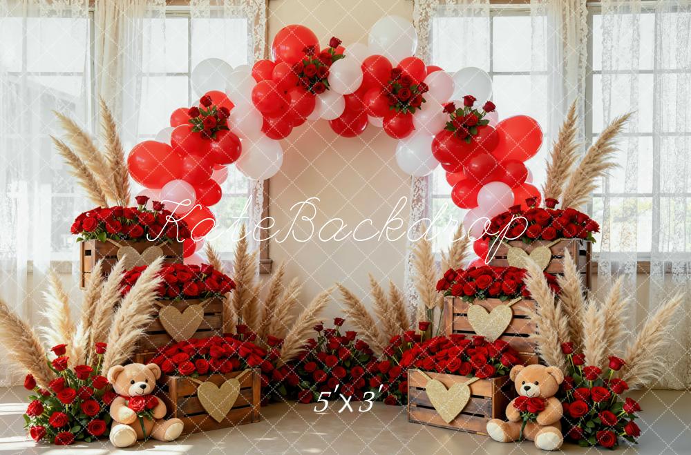 Kate Saint Valentin Bohème Ballons Roses Toile de fond conçue par Mini MakeBelieve