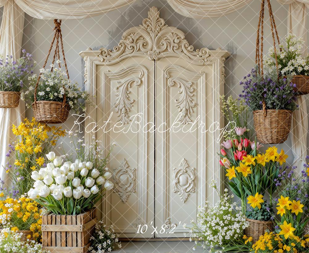 Kate Fleurs Porte Crème Vintage Toile de fond conçue par Mini MakeBelieve