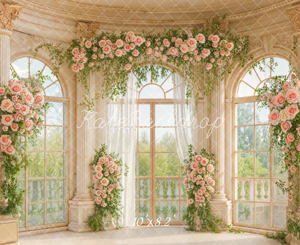 Kate Mariage Arche Fleurs Colonnes Toile de fond conçue par Emetselch - Kate Backdrop FR