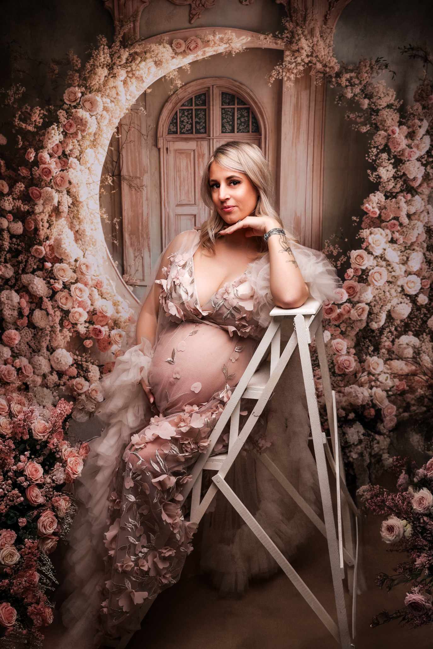 Kate Fête des mères Lune Fleurs Mariage Toile de fond en Laine conçue par Emetselch - Kate Backdrop FR