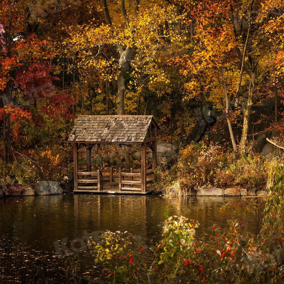 Kate Automne Lac Forêt Jaune Toile de fond pour la photographie - Kate Backdrop FR