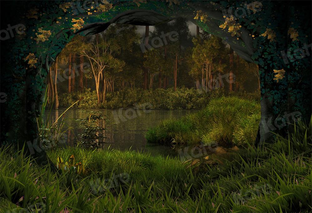 Kate Été Forêt Pêcher Vert Toile de fond pour la photographie - Kate Backdrop FR