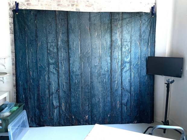 Kate Mur en Bois Miteux Bleu Toile de fond pour la photographie - Kate Backdrop FR