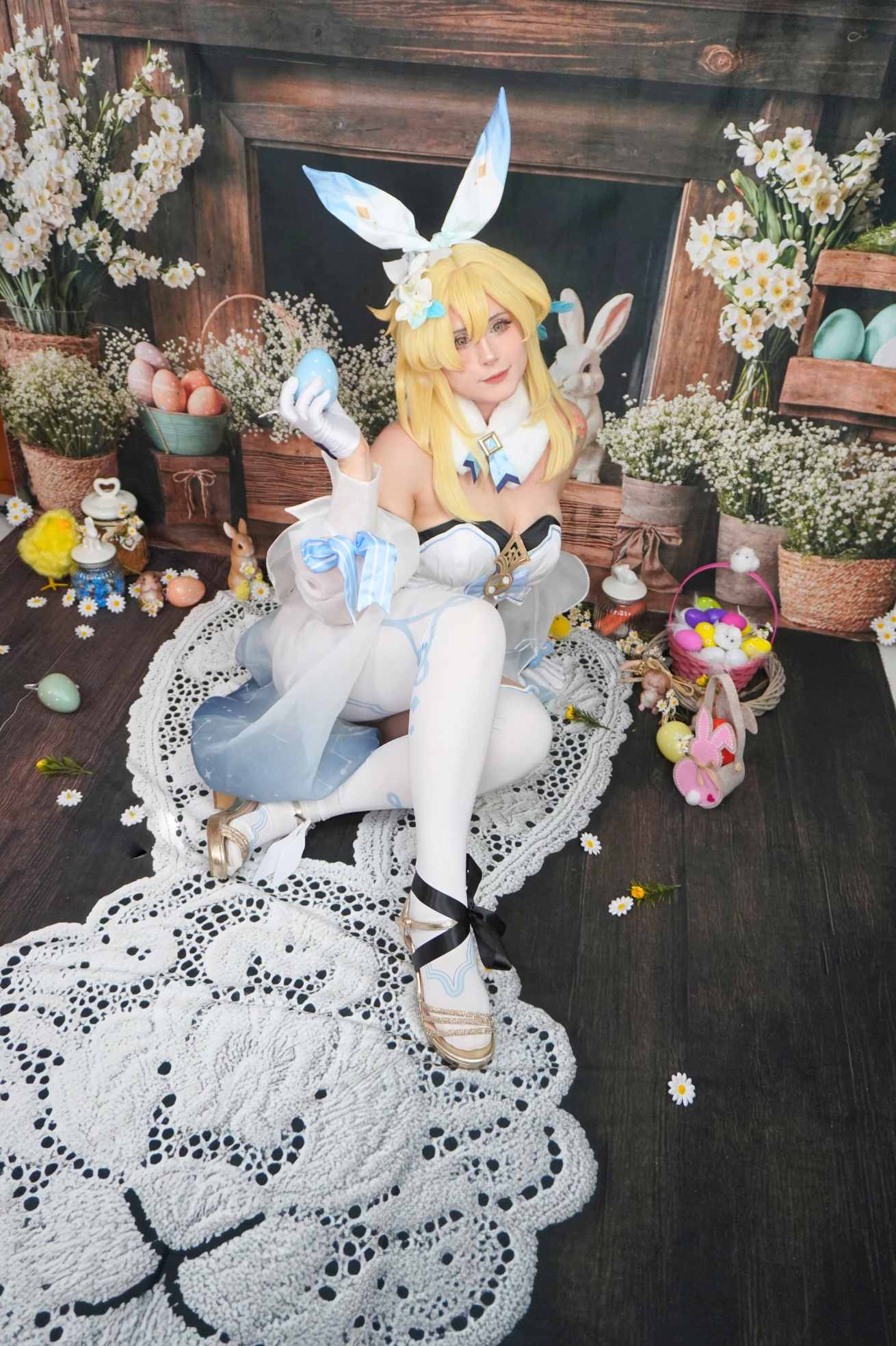 Kate Pâques Lapin en dentelle Bois Sol Toile de fond conçue par Mini MakeBelieve - Kate Backdrop FR