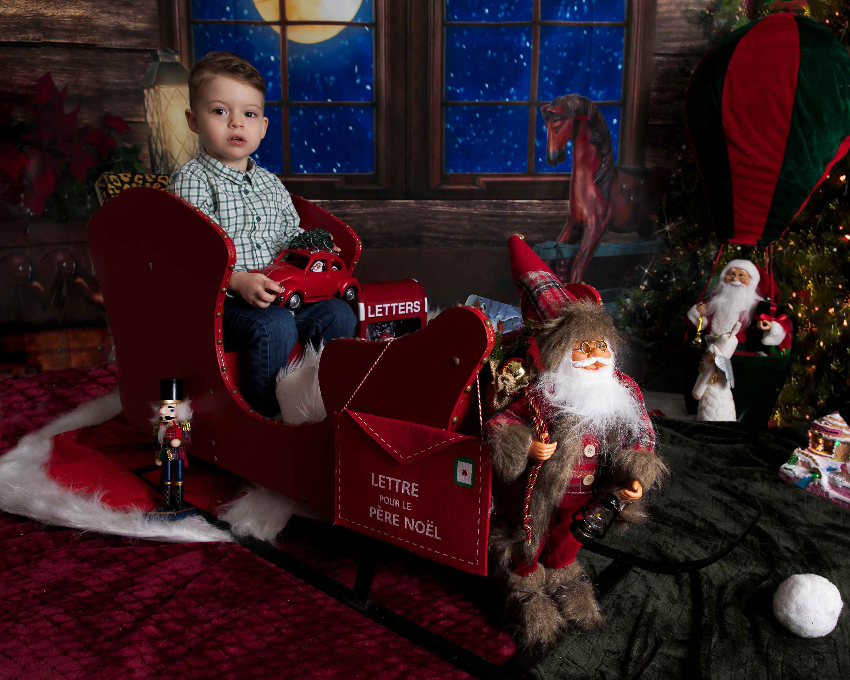 Kate Arbre de Noël Santa toile de fond pour la photographie conçu par Lisa Granden - Kate Backdrop FR