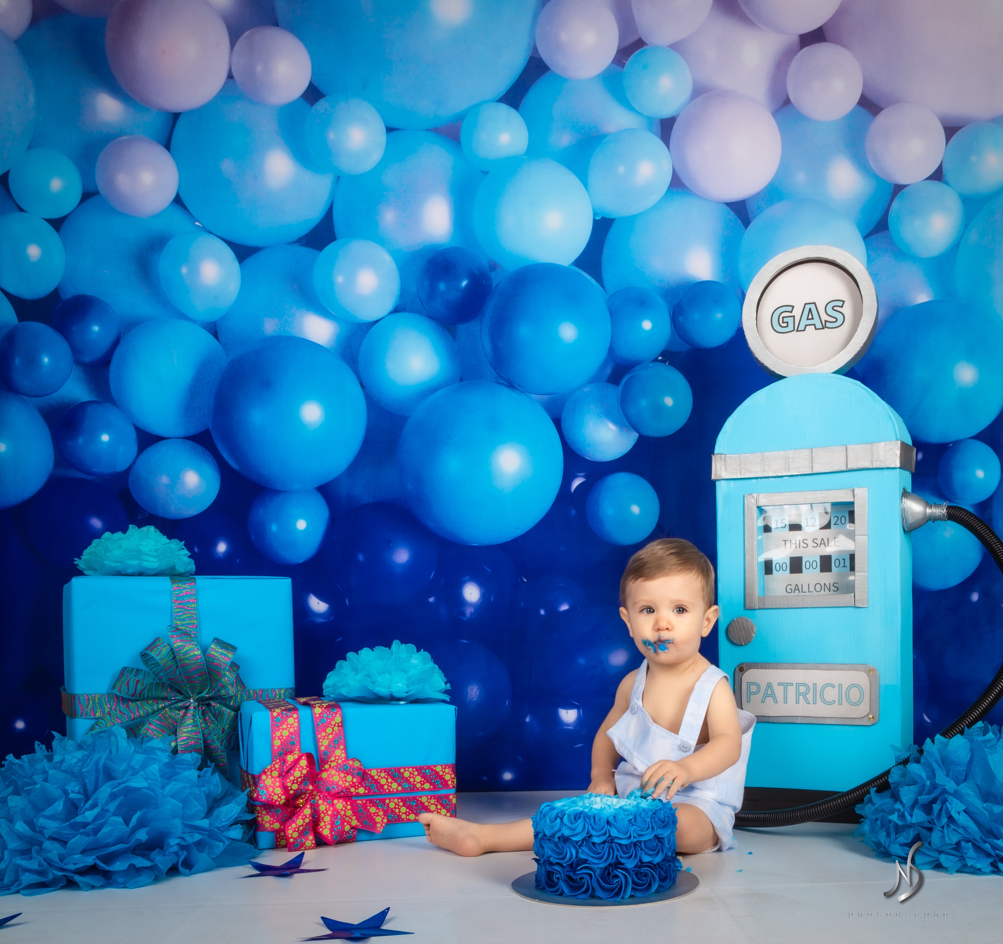 Kate Enfants Mur de ballons Bleu Toile de fond conçu par Mandy Ringe - Kate Backdrop FR