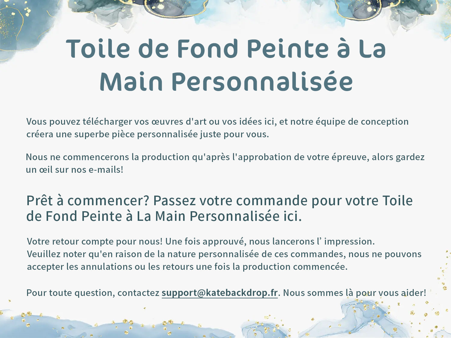 Kate Photographie Toile de fond Peinte à la main Personnalisée - Kate Backdrop FR