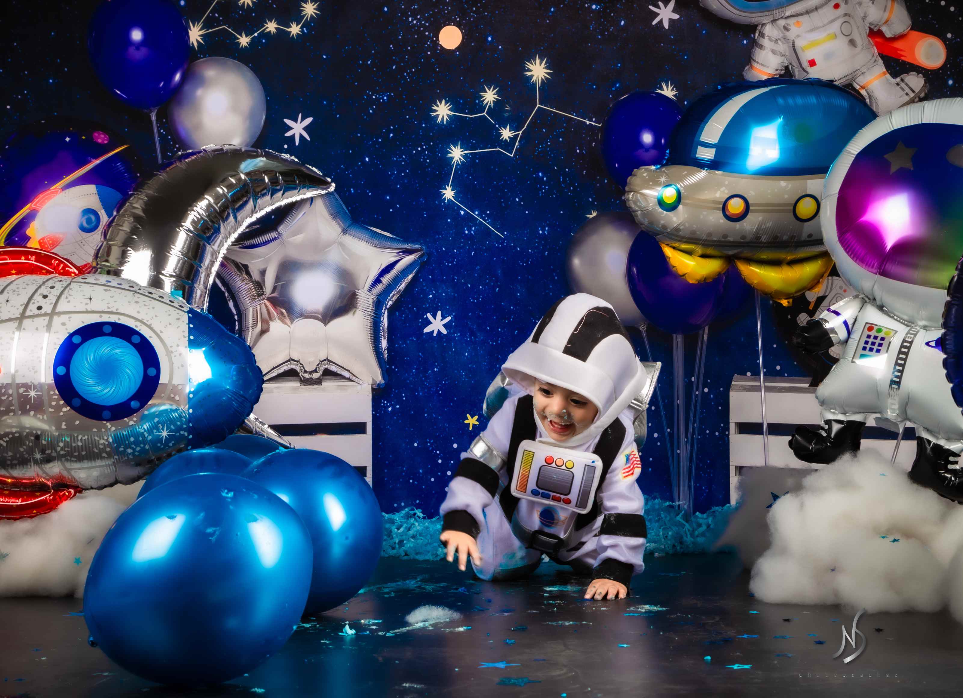 Kate Astronaute Univers Cake Smash Toile de fond conçu par Emetselch - Kate Backdrop FR